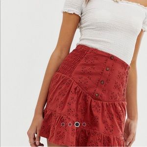 ASOS Broderie Mini Skirt w Button Front & Shirring